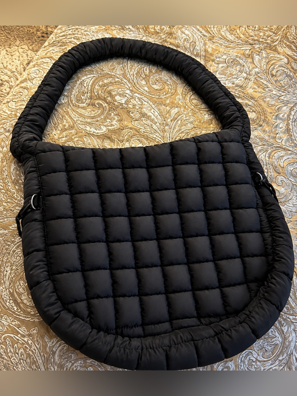 Carmen Black Quilted Hobo Bag